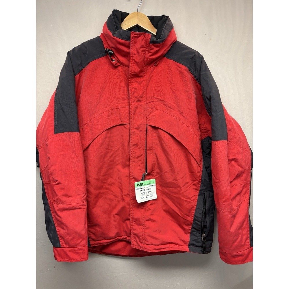 Obermeyer Jacket Men's Red Foundation Ski Hooded Zip Insulated Outdoor Large